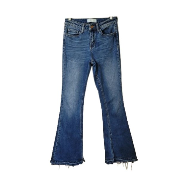 VERVET BY FLYING MONKEY Denim - Vervet by Flying Monkey Distress Raw Hem Flare Jeans